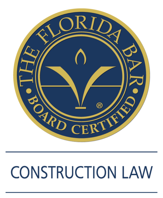The Florida Bar Board Certified in Construction Law seal, awarded to John Martin of Martin Law, PLLC